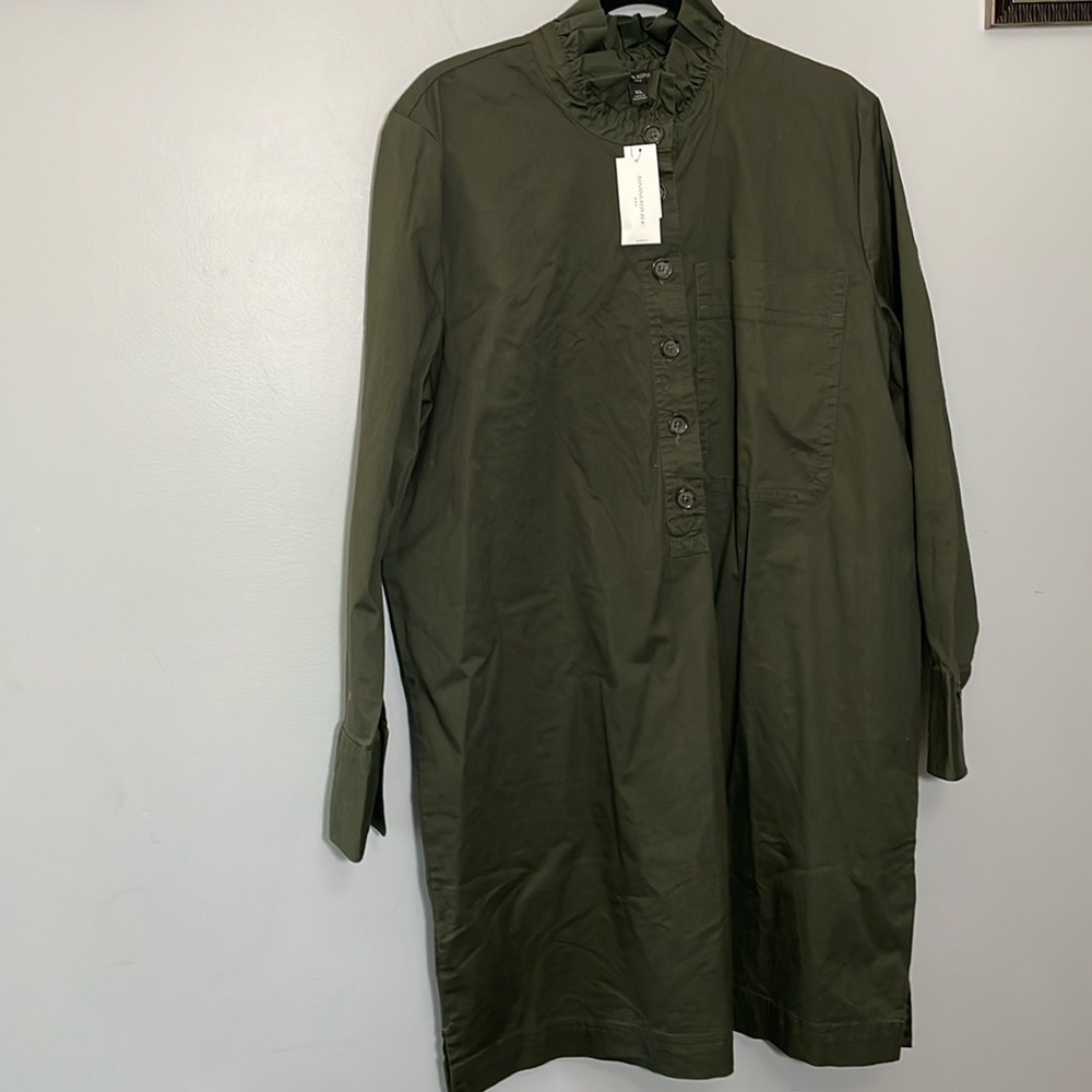 RUFFLE NECK SHIRT DRESS.  Banana republic factory